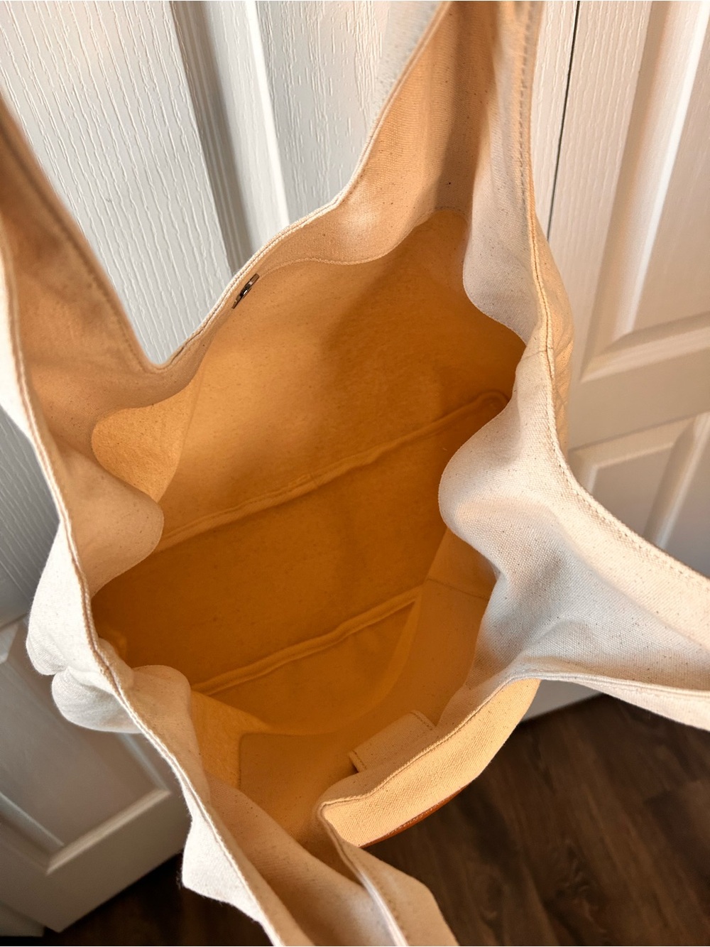 J. Jill Cream Canvas and Leather Handle Large Tote Shoulder Bag New Boho Minimal - Picture 8 of 8